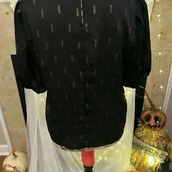 Madewell Metallic Jacquard Puff Sleeve Top. Small. Preowned. - Picture 2 of 4